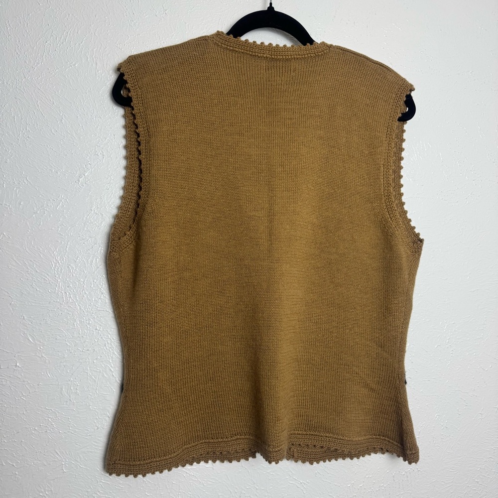 Koret Vintage Retro Embroidered Mocha Brown Floral Knit Sweater Vest - Picture 3 of 5